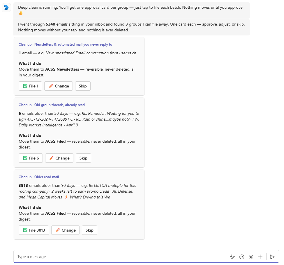 Teams deep-clean approval cards